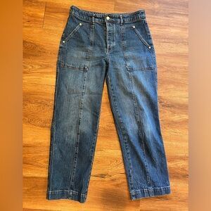 LOFT Carpenter "The Straight" Jeans Cropped Length Medium Blue Wash Wome…